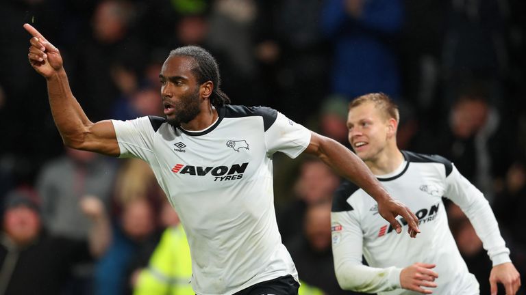  during the Sky Bet Championship match between Derby County and Cardiff City at iPro Stadium on April 24, 2018 in Derby, England.