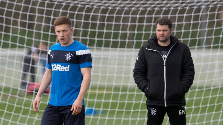 Rangers’ Greg Docherty at training with Graeme Murty 
