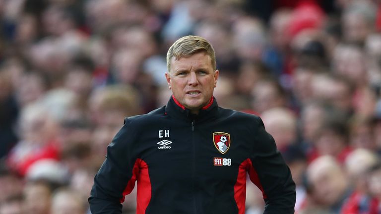 Eddie Howe during the Premier League match between Liverpool and AFC Bournemouth at Anfield on April 14, 2018 in Liverpool, England.