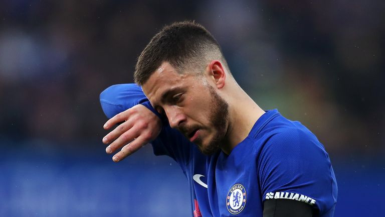 Eden Hazard during the Premier League match between Chelsea and West Ham United at Stamford Bridge on April 8, 2018