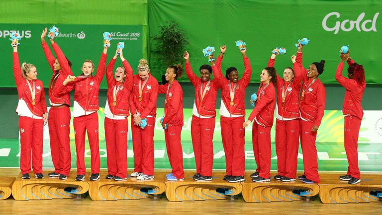 during Netball on day 11 of the Gold Coast 2018 Commonwealth Games at Coomera Indoor Sports Centre on April 15, 2018 on the Gold Coast, Australia.