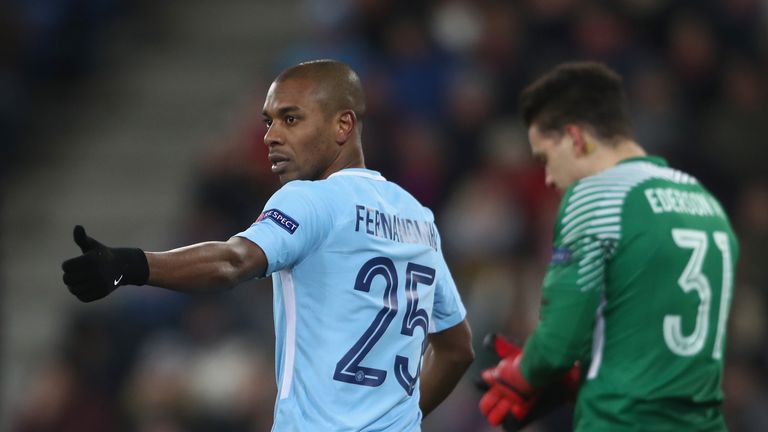 Fernandinho in action for Manchester City