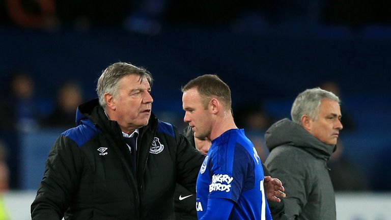Wayne Rooney shakes hands with manager Sam Allardyce