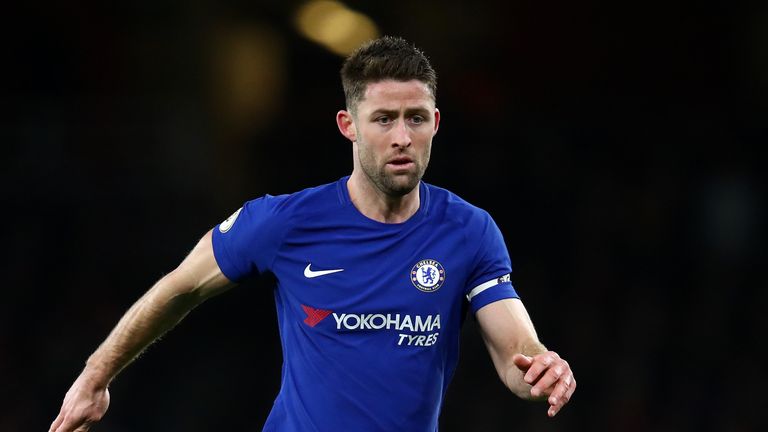Gary Cahill during the Premier League match between Arsenal and Chelsea at Emirates Stadium on January 3, 2018