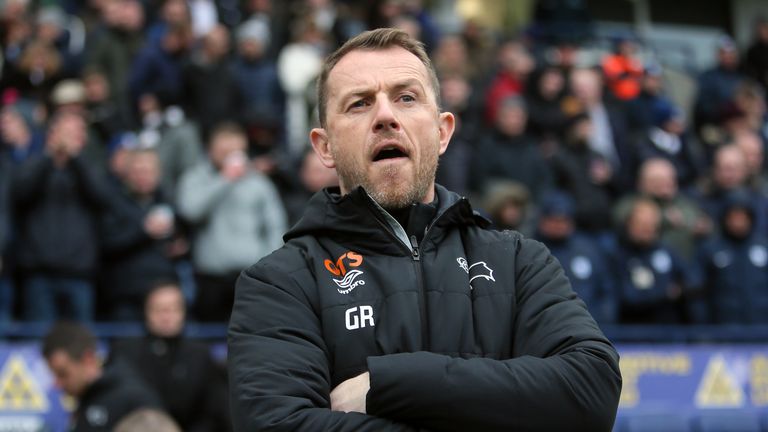 Derby County manager Gary Rowett during the Championship match at Deepdale on April 2, 2018