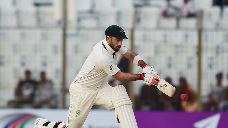 Glenn Maxwell batting for Australia in Test match against Bangladesh