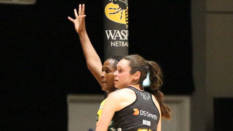 Hannah Knights Wasps Netball in action against Manchester Thunder
