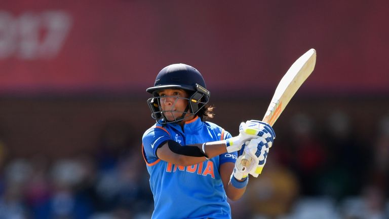 during the ICC Women's World Cup 2017 Semi-Final match between Australia and India at The 3aaa County Ground on July 20, 2017 in Derby, England.