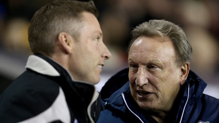 NEil Harris and Neil Warnock during the Sky Bet Championship match between Millwall and Cardiff Cityat The Den on February 9, 2018 in London, England.