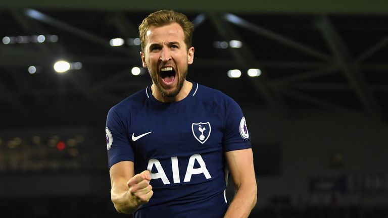 Harry Kane during the Premier League match between Brighton and Tottenham at Amex Stadium