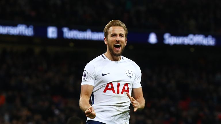 Harry Kane celebrates his goal against Watford