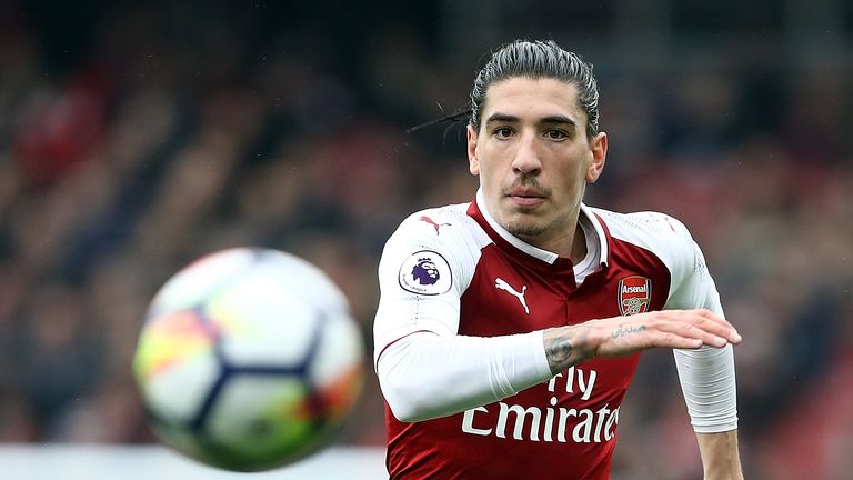 Hector Bellerin in action during the Premier League match between Arsenal and Southampton at Emirates Stadium on April 8, 2018