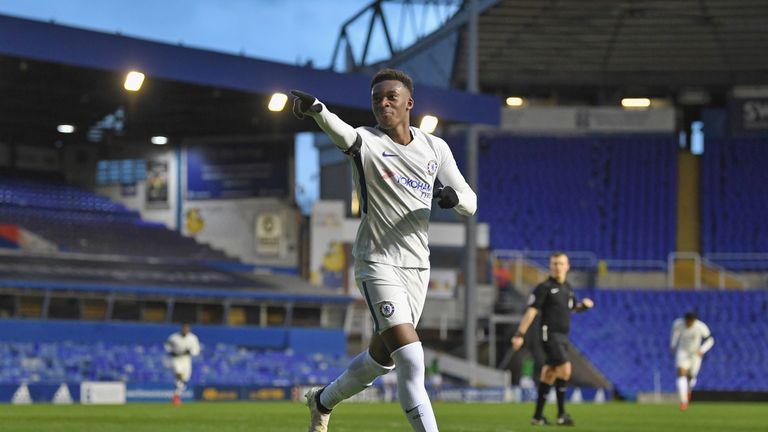 during the FA Youth Cup Semi-Final: First Leg between Birmingham City v Chelsea at St Andrews (stadium) on April 4, 2018 in Birmingham, England.