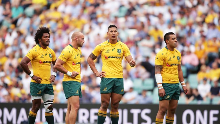 Israel Folau playing for the Australian national side