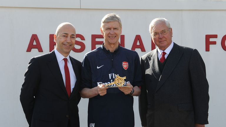 Ivan Gazidis, Arsene Wenger at London Colney on March 21, 2014 in St Albans, England.  (Photo by Stuart MacFarlane/Arsenal FC via Getty Images)