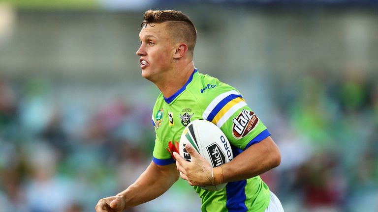 during the round two NRL match between the Canberra Raiders and the Newcastle Knights at GIO Stadium on March 18, 2018 in Canberra, Australia.