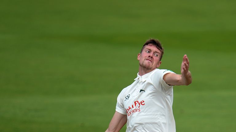 Jake Ball in action for Nottinghamshire