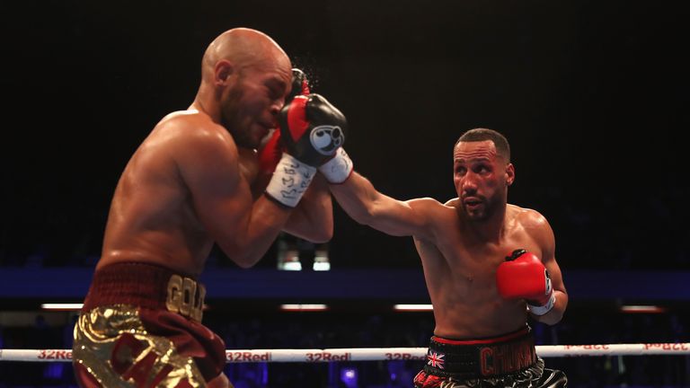James DeGale and Caleb Truax at Copper Box Arena on December 9, 2017 in London, England