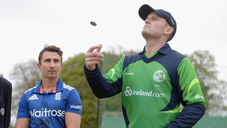 James Taylor joins Ireland's William Porterfield at the toss in Malahide in 2015