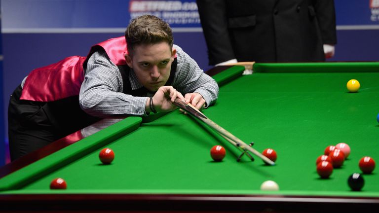 Jamie Jones of Wales plays a shot in his quarter final match against Ali Carter of England during the Betfred.com World Snooker Championship at Crucible Theatre on May 1, 2012 in Sheffield, England