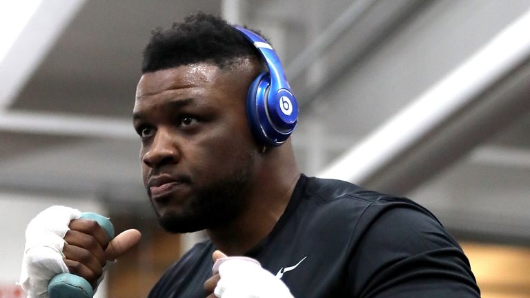 Jarrell Miller at Gleason's Gym on October 26, 2017 in the Brooklyn borough of New York City