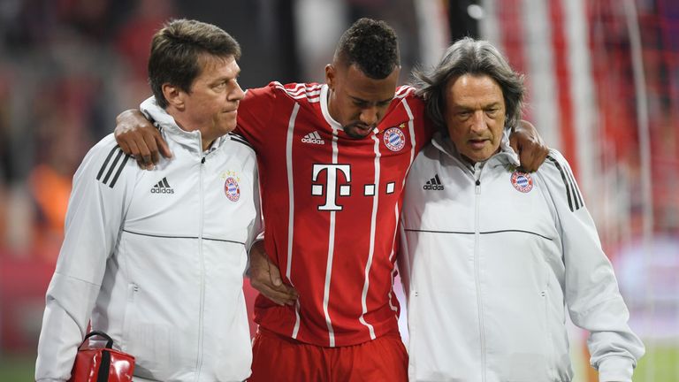 Jerome Boateng was forced off with an injury in the first half