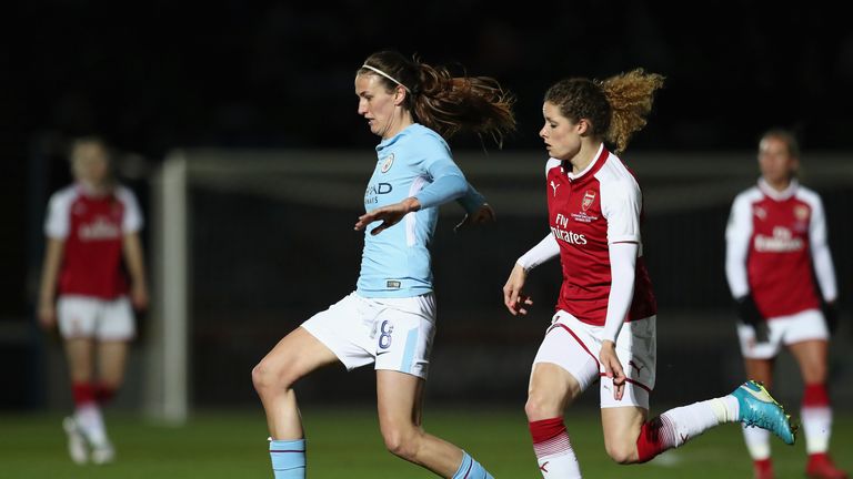 Manchester City Women's midfielder Jill Scott in action