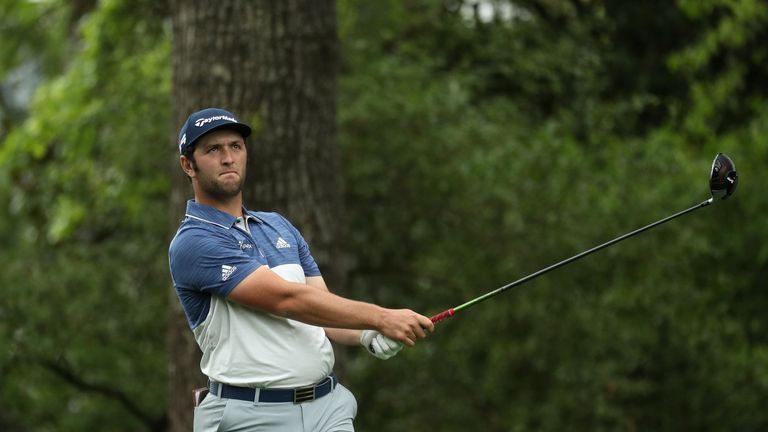 Jon Rahm during the third round of the 2018 Masters Tournament at Augusta National Golf Club
