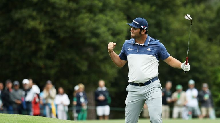 Jon Rahm during the third round of the 2018 Masters Tournament at Augusta National Golf Club