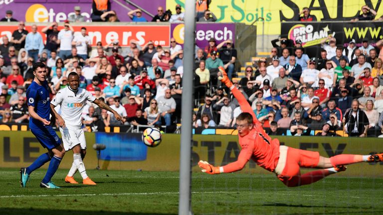 Jordan Ayew's half-volley earned Swansea a point at the Liberty Stadium