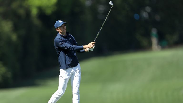 Jordan Spieth during the first round of the 2018 Masters Tournament at Augusta National Golf Club on April 5, 2018 in Augusta, Georgia.