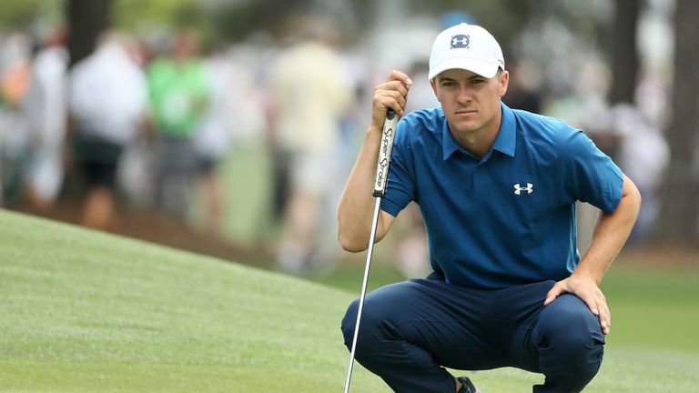 Jordan Spieth in action during the second round of the 2018 Masters Tournament