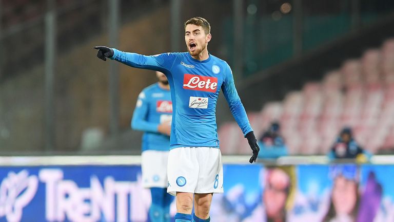 Jorginho during the TIM Cup match between SSC Napoli and Udinese Calcio at Stadio San Paolo on December 19, 2017 in Naples, Italy.