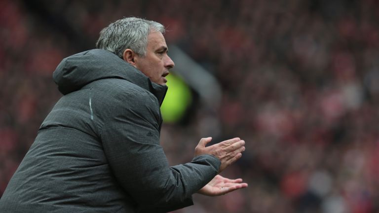 Jose Mourinho during the Premier League match between Manchester United and Liverpool at Old Trafford on March 10, 2018 in Manchester, England.