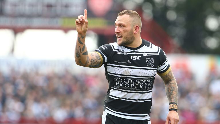 HULL, ENGLAND - MARCH 30: Josh Griffin of Hull FC during the BetFred Super League match between Hull KR and Hull FCin Hull, England. (Photo by Ashley Allen/Getty Images)