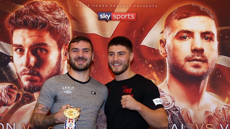Match room Boxing Newcastle conference pictures..Eddie Hearn (C) with headline boxers Lewis Ritson (L) and Josh Kelly (R) 