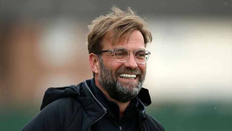 Jurgen Klopp during a Liverpool training session at Melwood ahead of the UEFA Champions League quarter final, second leg against Manchester City