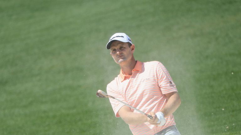 during the first round of the 2018 Masters Tournament at Augusta National Golf Club on April 5, 2018 in Augusta, Georgia.