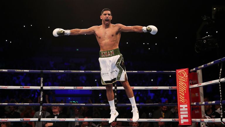 Amir Khan wins and celebrates in style