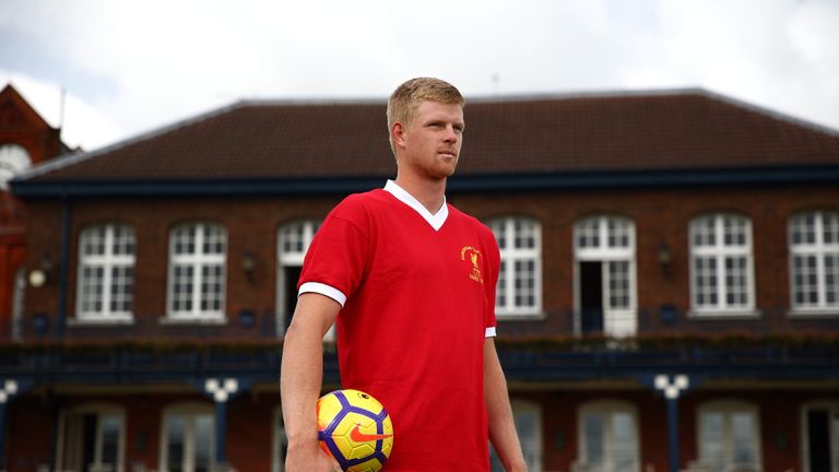 Kyle Edmund in his Liverpool FC shirt at The Queen's Club