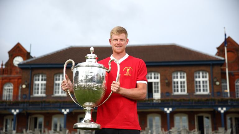 Kyle Edmund in his Liverpool shirt at The Queen's Club
