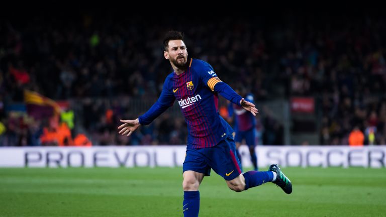 Lionel Messi scores for Barcelona against Leganes