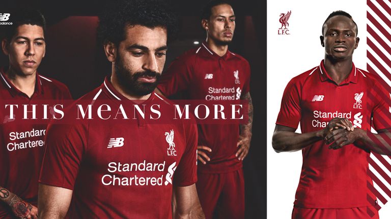 Liverpool player model their new kit design