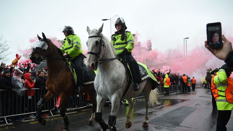 Police at Anfield for Liverpool vs Roma