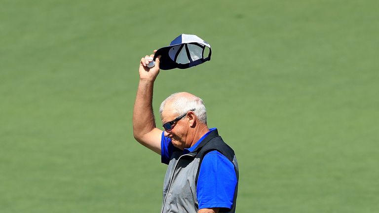 during the first round of the 2018 Masters Tournament at Augusta National Golf Club on April 5, 2018 in Augusta, Georgia.