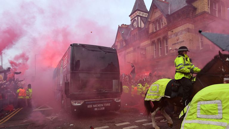 The route both teams took to reach the stadium was changed by Merseyside Police on Wednesday