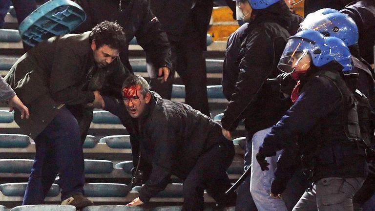A number of Manchester United fans were injured during clashes in the stadium and in the city when they played Roma in 2007