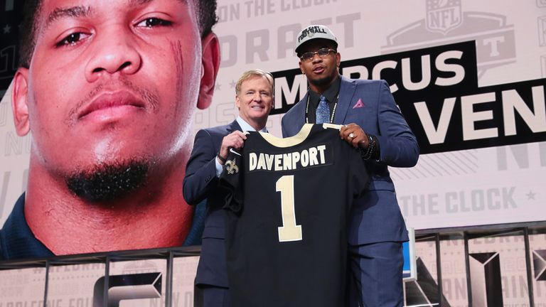 Marcus Davenport during the first round of the 2018 NFL Draft at AT&T Stadium on April 26, 2018 in Arlington, Texas.