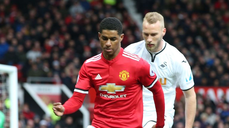 Marcus Rashford during the Premier League match between Manchester United and Swansea City at Old Trafford on March 31, 2018 in Manchester, England.