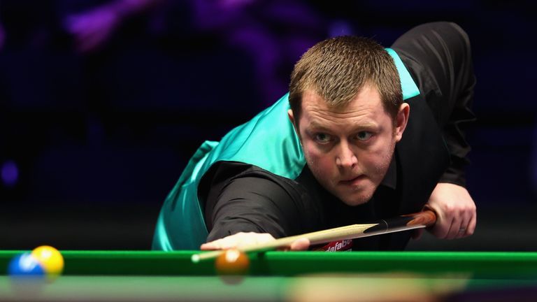 Mark Allen plays a shot during The Dafabet Master Final between Kyren Wilson and Mark Allen at Alexandra Palace on January 21, 2018 in London, England